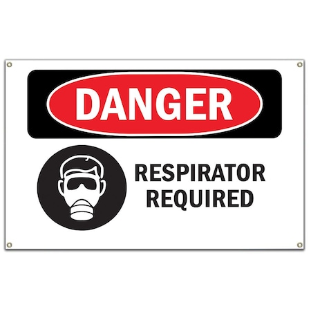 Signmission OSHA Danger Sign, Respirator Required, 60 in Banner, 14" W, 10" H, Respirator Required OS-NS-B-60-1543